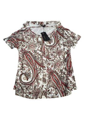 D2 Donna Ricco Women’s Large Paisley Short Sleeve Top Wear Two Ways NWT
